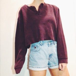 Burgundy cropped henley